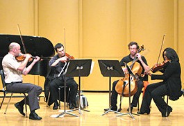 Teo Benson performing at the Society of Composers